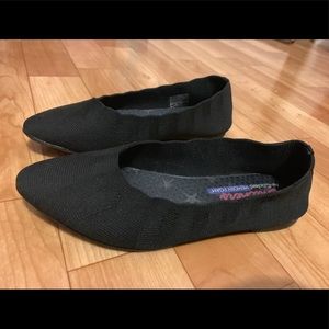 Skechers Black Knit Flats Memory Foam